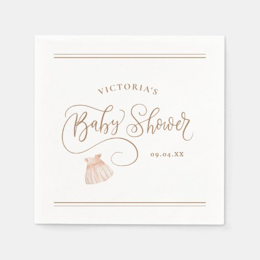 Elegant Script Baby Meisje Waterverf Baby shower Servet (Voorkant)