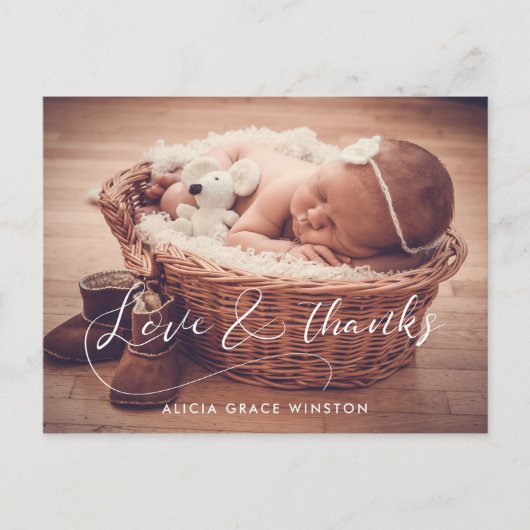 Elegant script Baby shower dank u Briefkaart (Voorkant)