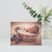 Elegant script Baby shower dank u Briefkaart (Staand voorkant)