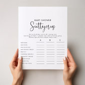 Elegant Script Baby shower Scatories Game