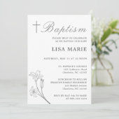 Élégant Script Baby White Baptism Invitation (Debout devant)
