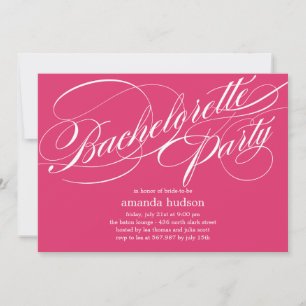 Elegant Script Bachelorette Party Invitation Kaart