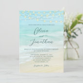 Elegant Script Beach Ocean Wedding Kaart (Staand voorkant)