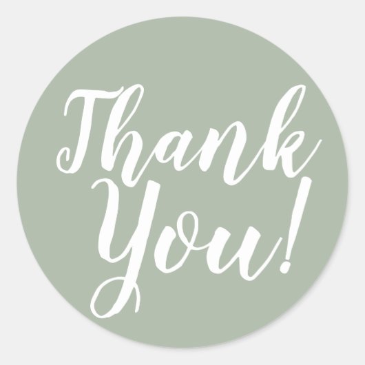 Elegant Script Bedank Sage Green Favor Ronde Sticker (Voorkant)