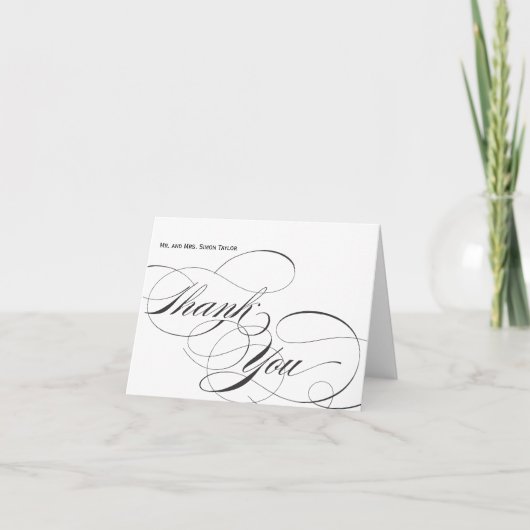  Elegant Script Bedankt Card - Zwart (Voorkant)