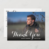 Elegant Script Bedankt Foto Afstuderen Briefkaart (Voorkant / Achterkant)