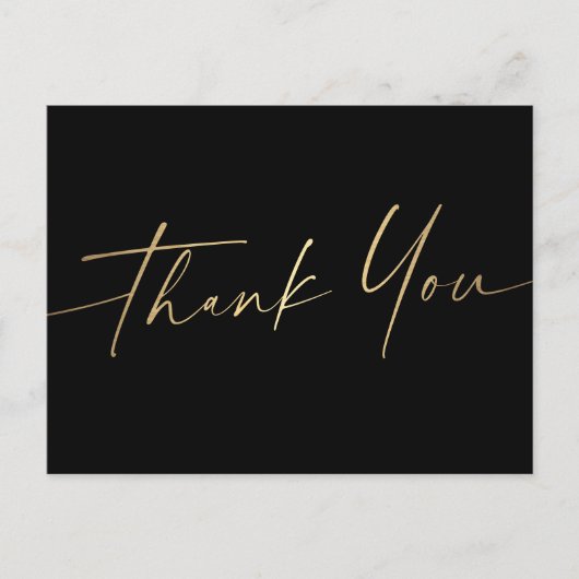Elegant script bedankt je stijlvolle zwart briefkaart (Voorkant)