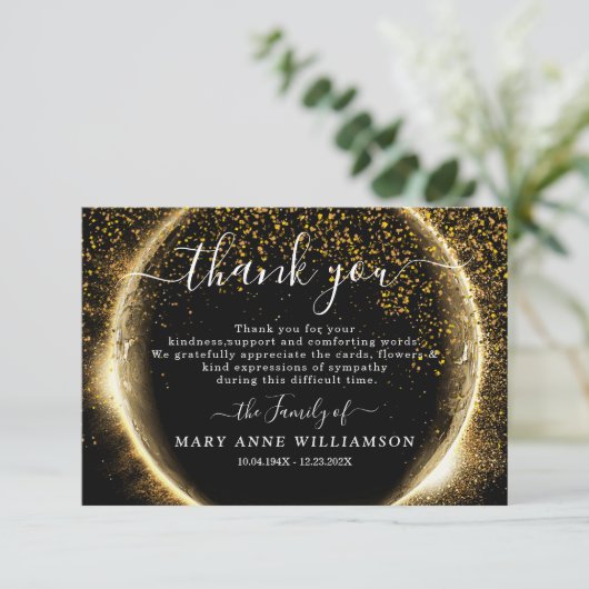 Elegant script begrafenis bedankt kaart (Staand voorkant)