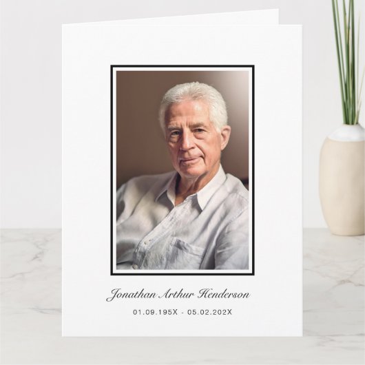 Elegant script begrafenisfoto bedankkaart (Voorkant)