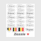Elegant script Belgium & Belgische vlag /name set Sticker (Vel)