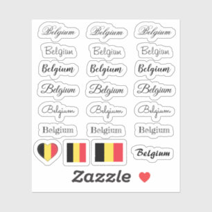 Elegant script Belgium & Belgische vlag /name set Sticker
