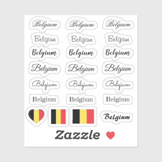 Elegant script Belgium & Belgische vlag /name set Sticker (Vel)