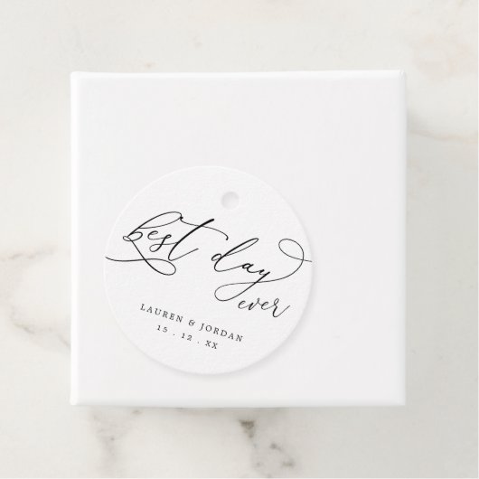 Elegant Script Beste dag ooit bruiloft Bedankjes Labels (In situ)