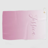 Elegant Script & bewerkbaar Roze (elke kleur) Ombr Golfhanddoek (Horizontaal)
