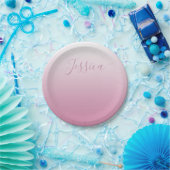 Elegant Script & bewerkbaar Roze (elke kleur) Ombr Papieren Bordje (Feest)