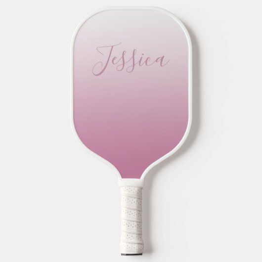 Elegant Script & bewerkbaar Roze (elke kleur) Ombr Pickleball Paddle (Voorkant)