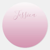 Elegant Script & bewerkbaar Roze (elke kleur) Ombr Ronde Sticker (Voorkant)