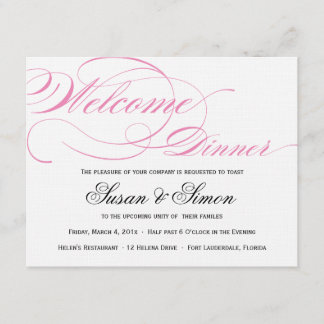 Élégant Script Bienvenue Dîner Invitation Rose