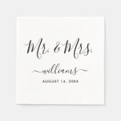 Elegant Script Black and White Mr en Mrs. Servet (Voorkant)
