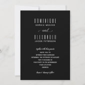 Élégant Script Black and White Wedding Invitations (Devant)