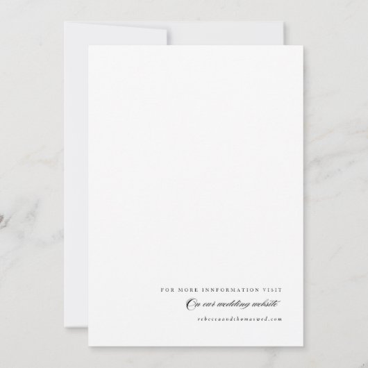 Elegant Script Black and White Wedding Kaart (Achterkant)