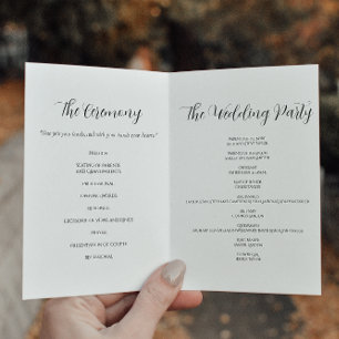 Élégant Script Black and White Wedding Programme