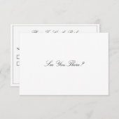 Elegant Script Black and White Wedding RSVP Kaart (Voorkant / Achterkant)