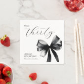 Elegant Script Black Bow 30th Birthday Party Servet (Insitu)