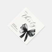 Elegant Script Black Bow 30th Birthday Party Servet (Hoek)