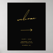 Elegant Script Black Direction Welkom Gold Folie Afdrukken (Voorkant)