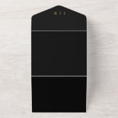 Elegant Script Black en Gold Calligraphy Wedding All In One Uitnodiging (Buitenkant)