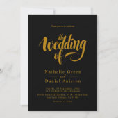 Elegant Script Black en Gold Calligraphy Wedding Kaart (Voorkant)