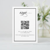 Elegant Script Black en Wedding QR-code RSVP Kaartje (Staand voorkant)