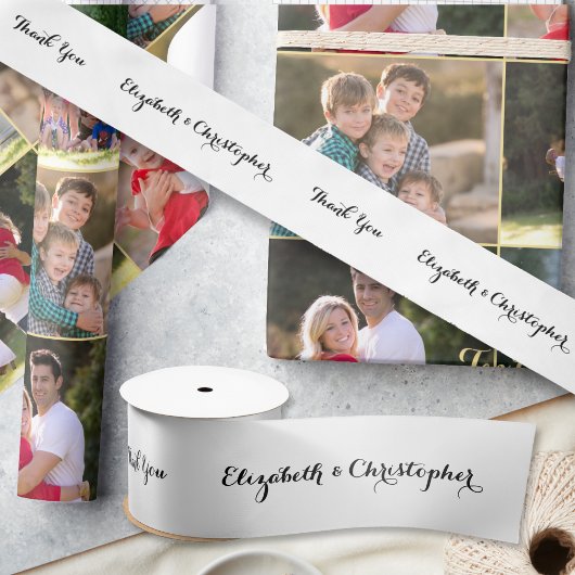 Elegant Script Black en White Gift Wrapping Lint