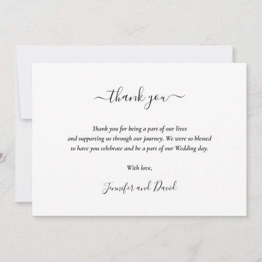 Elegant Script Black en White Hartelijk dank Bedankkaart (Voorkant)