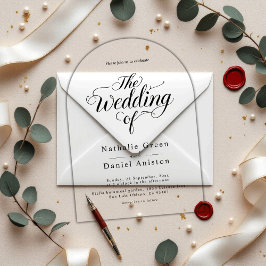 Elegant Script Black en White Simple Wedding Acryl Uitnodigingen