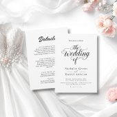 Elegant Script Black en White Simple Wedding Kaart