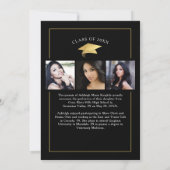 Elegant Script Black Gold 4 Photo-Afstuderen Aankondiging (Achterkant)