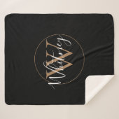 Elegant Script Black Gold Monogram Sherpa Blanket Sherpa Deken (Voorkant (horizontaal))
