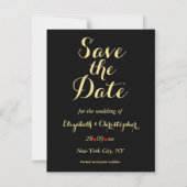 Elegant Script Black Gold Wedding Save the Date Magnetische Uitnodiging (Voorkant)