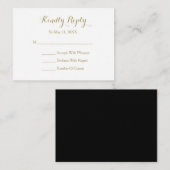 Elegant Script Black Gold White RSVP-kaart Informatiekaartje (Voorkant / Achterkant)