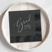 Élégant Script Black Graduation Party