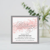 Elegant Script Black Pink Bachelorette Party Kaart (Staand voorkant)