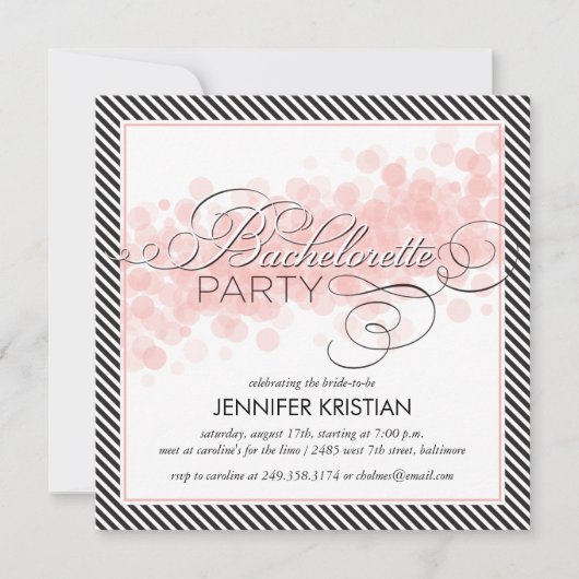 Elegant Script Black Pink Bachelorette Party Kaart (Voorkant)