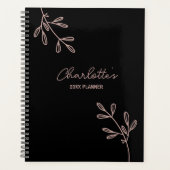 Elegant Script Black Pink Floral Appointal Book Planner (Voorkant)
