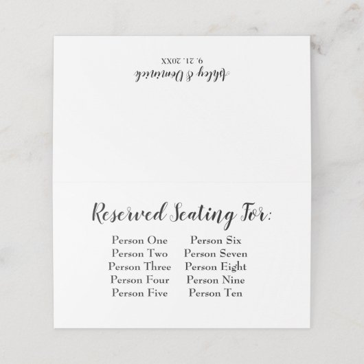 Elegant Script Black Wedding Table Seating Chart (Buitenkant ongevouwen)