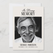 Elegant Script Black & White Photo Funeral Kaart (Voorkant)