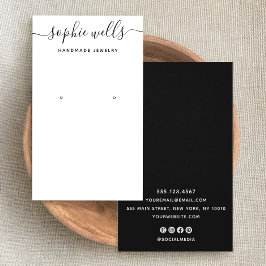 Elegant Script Black White QR Code Oorspronkelijk  Visitekaartje