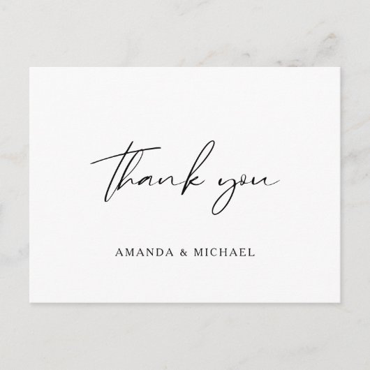 Elegant Script Black White Weddenschap Bedankt Briefkaart (Voorkant)