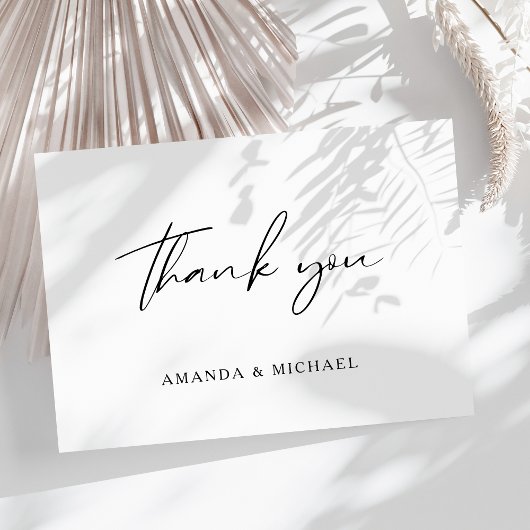 Elegant Script Black White Weddenschap Bedankt Briefkaart